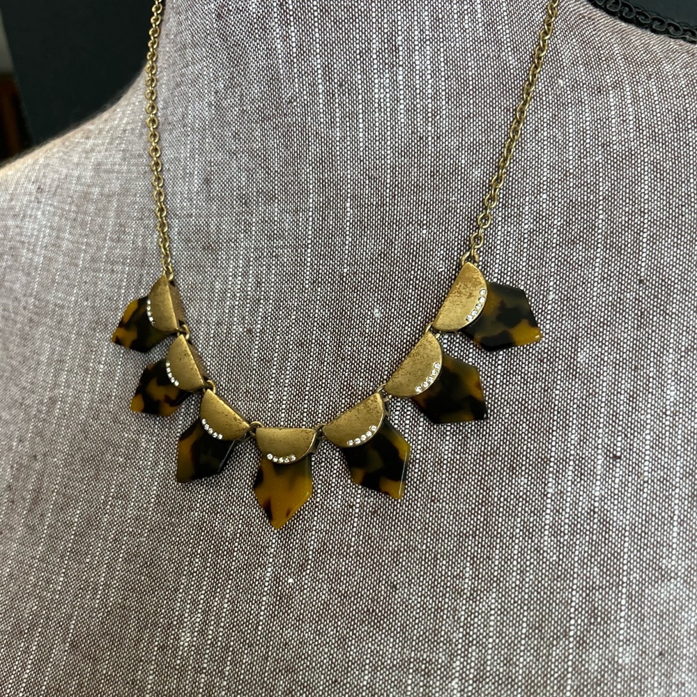 J. Crew Statement Necklace Geometric Tortoise She… - image 2